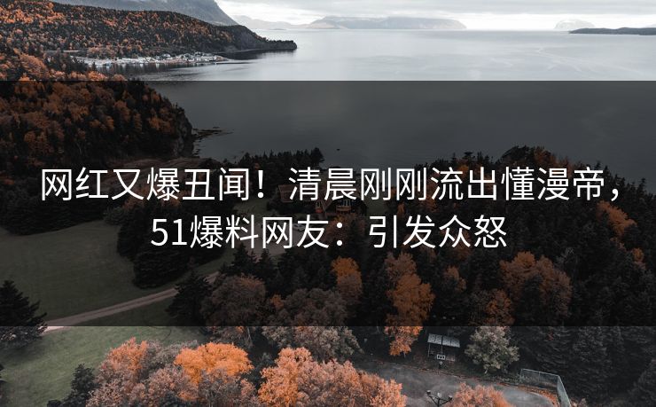 网红又爆丑闻！清晨刚刚流出懂漫帝，51爆料网友：引发众怒