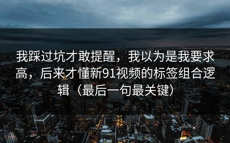 我踩过坑才敢提醒，我以为是我要求高，后来才懂新91视频的标签组合逻辑（最后一句最关键）